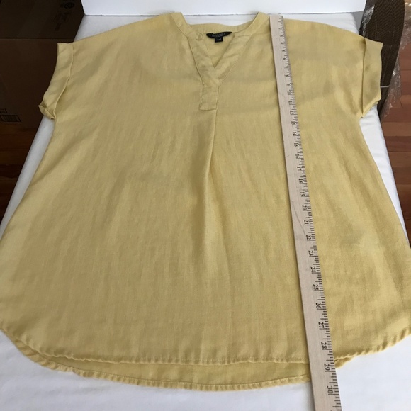 RACHEL ROY Short Sleeve Blouse V-Neck Tunic Top Yellow Women’s Size Large - Picture 11 of 16